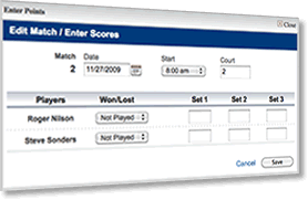 Edit the Tennis Tournament Date, Time & Scores